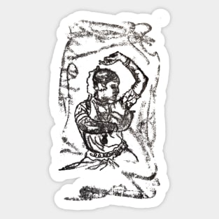 Indian black and white woman dancer Sticker